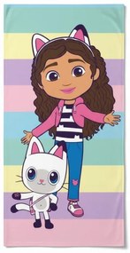 Jerry Fabrics - Dievčenská plážová osuška Gábinin kúzelný domček / 100% bavlna / rozmer 70 x 140 cm