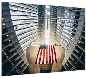 Obraz stavby s vlajkou USA (70x50 cm)