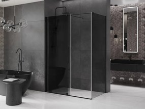 Mexen Velar, sprchový kút s posuvnými dverami 160 x 75 cm, 8mm šedé sklo, čierna matná, 871-160-075-41-70