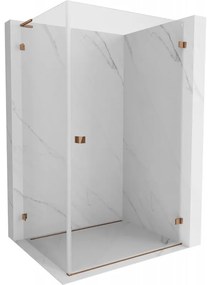 Mexen Lunar-B L výklopný sprchový kút pravý 95 x 80 cm, číre sklo, ružové zlato, 832L-095-080-60-00-P
