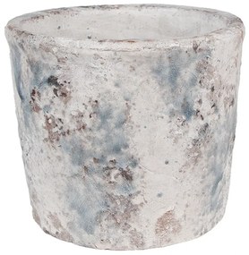 Bielo-sivý antik terakotový kvetináč Teracci L - Ø 18*15 cm