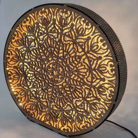 Drevená dekoratívna lampa s mandalou | LYLI: HDF - Orech 20 cm 4783-115150 LED0604