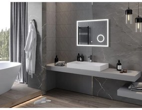 Mexen Kala, LED kúpeľňové zrkadlo s podsvietením a kozmetickým zrkadlom 80 x 60 cm, 6000K, ochrana proti zahmlievaniu, 9820-080-060-611-00