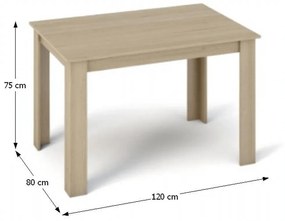 Kondela Jedálenský stôl, dub sonoma, 120x80 cm, KRAZ