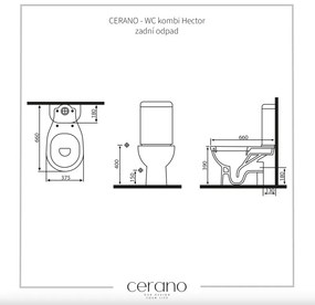 Cerano Hektor, WC kombi, zadný odpad, splachovací mechanizmus, CER-403416