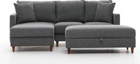 Rohová sedací souprava Eva 210 cm s taburetem šedá levá