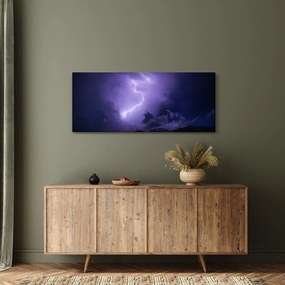 Obraz - fialová obloha a blesk (120x50 cm)