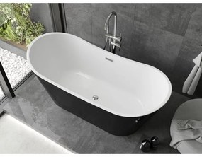 Mexen Montana, voľne stojaca vaňa 170 x 80 cm, biela-čierna, chrómový prepad, 52011708075-01