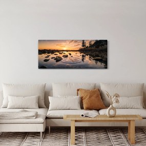Obraz - Západ slnka pri jazere (120x50 cm)