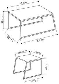 Súprava konferenčných stolíkov Orta Black and Anthracite, 2 ks