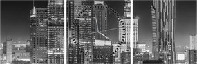 Obraz - Čiernobiely New York (s hodinami) (90x30 cm)