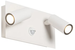 Vonkajšie nástenné svietidlo biele vrátane LED 2-svetelného pohybového senzora - Simon