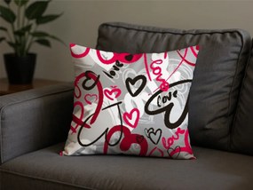 Polybavlnená obliečka na vankúš STREET LOVE POLY 45x45 cm, sivá