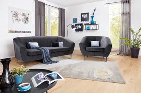 Trojmiestna pohovka Olivio, tmavo šedá zamatová látka