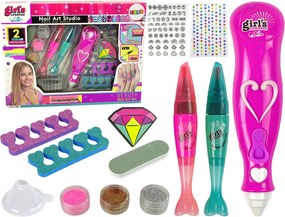 LEAN Toys Sada na maľovanie nechtov fixky trblietky a diamantíky
