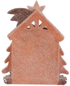 Vianočná dekorácia perníkový Betlehem, polyresin, LED, hnedá