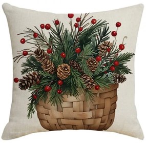 Vianočná obliečka na vankúš FOREST GIFT 45x45 cm, béžová