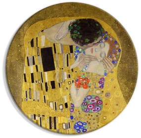 Artgeist Okrúhlý obraz - Kiss - Gustav Klimt - A Couple in Love in a Passionate Embrace Veľkosť: 40x40