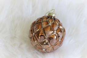 Zlato hnedé luxusné vianočné gule 3ks 10cm