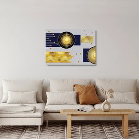 Sklenený obraz - Zlaté kruhy (70x50 cm)