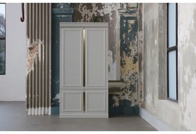 Svetlosivá šatníková skriňa z borovicového dreva 110x215x44 cm Organize – WOOOD