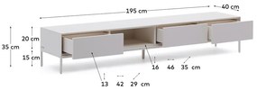 Biely TV stolík 195x35 cm Vedrana – Kave Home