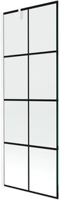 Mexen Next, vaňová zástena 1-krídlová 70 x 150 cm, fixné krídlo, 6 mm číre sklo s čiernym vzorom, biely profil, 895-070-000-00-77-20