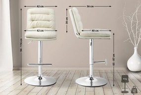 Barová stolička Damar - látka, chróm rám - krémová