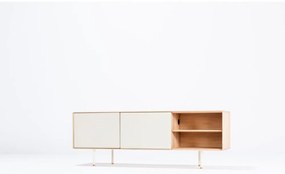 TV stolík z dubového dreva v bielo-prírodnej farbe 180x64 cm Fina – Gazzda