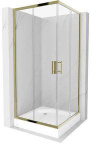 Mexen Rio štvorcová sprchová kabína 90 x 90 cm, transparentnéné, zlatá + závesný bidet Rio, biela- 860-090-090-50-00-4510