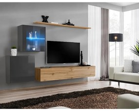 Obývacia stena Switch XV Sklo +LED grafit/wotan