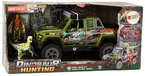 LEAN TOYS Terénne poľovnícke auto Dinosaurus, svetlá, zvuky - zelená
