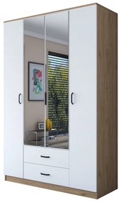 Šatníková skriňa BA 131 140 cm so zrkadlom orech/biela