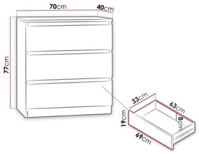 Komoda MALWA 77x70 cm čierna