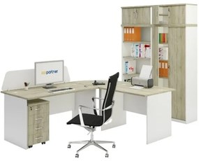 Zostava kancelárskeho nábytku MIRELLI A+, typ A, nadstavba, biela/dub sonoma