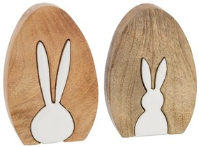 2ks drevená veľkonočná dekorácia Vajíčko so zajačikom - 9*2,5*13 cm