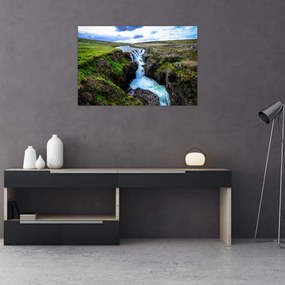 Obraz vodopádu medzi skalami (90x60 cm)