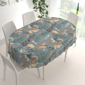 Biante Bavlnený oválny obrus Sandra SA-551 Jesenné vetvičky na sivomodrom 50x100 cm
