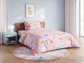 Sada detských obliečok z mikrovlákna DINO ISLAND farebné + obliečka na vankúš 50 x 70 cm ZDARMA