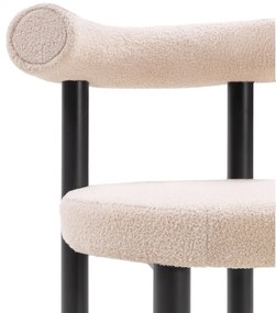 Jídelní židle PEDRO bouclé světle béžová/černá