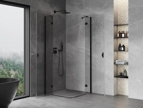 Mexen Mist-H Duo, 2-krídlový výklopný sprchový kút 120 x 120 cm, číre sklo, čierny profil, 8A5-120L-120P-70-00