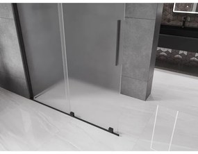 Mexen Velar, sprchová zástena s posuvnými dverami Walk-in 150 x 200 cm, 8mm sklo námraza, čierna matná, 871-150-000-33-70