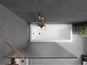 Mexen Next, 1-krídlová vaňová zástena 100 x 150 cm, 6mm sklo Ribs, medená matná, 895-100-000-00-09-65