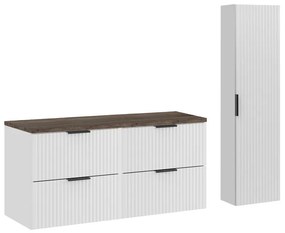 Koupelnová sestava Casad s deskou, umyvadlem a skříňkami 120 cm bílá/dub santafe vintage