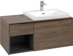 VILLEROY &amp; BOCH Subway 3.0 závesná skrinka pod umývadlo (umývadlo vpravo), 2 zásuvky + regálový prvok, 1001 x 516 x 422,5 mm, Arizona Oak, C57101VH