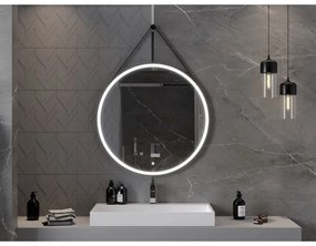 Mexen Reni, LED kúpeľňové zrkadlo s podsvietením 90x90 cm, 6000K, čierny rám, ochrana proti zahmlievaniu, 9812-090-090-611-70