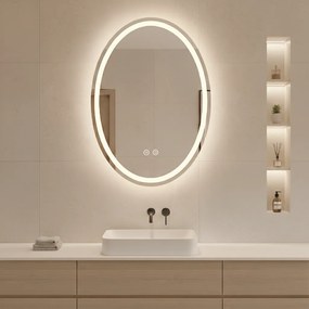 Rea Oválne zrkadlo 60x80 cm s vyhrievaním a regulovateľným LED osvetlením HOM-00902