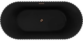 Mexen Paola, voľne stojaca vaňa, drážkovaná, 170 x 80 cm, čierna matná, ružové zlato, 52721708071-60