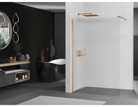 Mexen Kioto, sprchová zástena Walk-In 120 x 200 cm, 8mm sklo s rebrovým vzorom, medený matný profil, 800-120-101-65-09