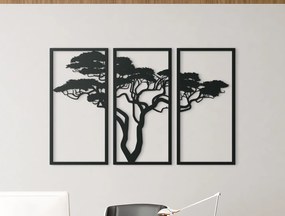 drevko 3-dielny obraz Africký strom Rozmer obrazu: 28 x 44,5 cm, Farba dekorácie: Čierna